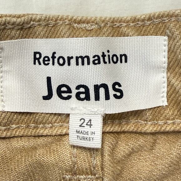 Reformation Jeans Women 24 (24x28) Cynthia High Rise Straight Brown Vtg Marzipan - Picture 13 of 16
